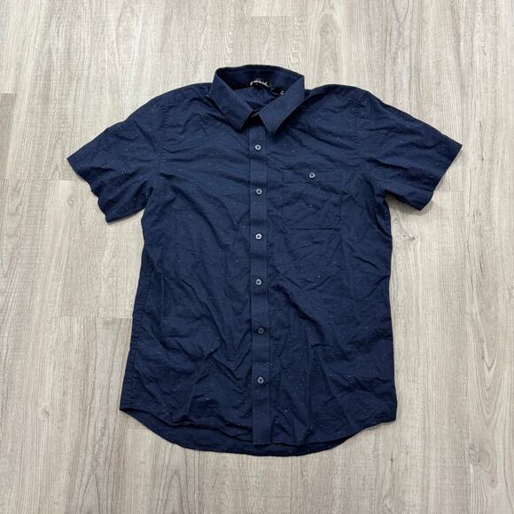 Travis Mathew Studebaker Regular Fit Short Sleeve Shirt Men's Medium Blue Preppy - Picture 1 of 9